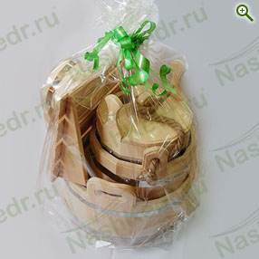 Банный подарочный набор из кедра «Богатый» - Подарки для бани и сауны - купить по цене производителя, магазин Наш Кедр