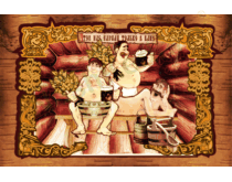 Картина берестяная «Трое в бане с пивом» («Баня парит, здоровье дарит»), 60х40 см, №11А