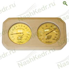 Термогигрометр для сауны, основание - дерево 135х255 мм (ТГС исп. 2) - Веники и Аксессуары - купить по цене производителя, магазин Наш Кедр