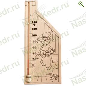 Термометр для сауны, основа - дерево 110х265 мм (ТС №5) - Веники и Аксессуары - купить по цене производителя, магазин Наш Кедр